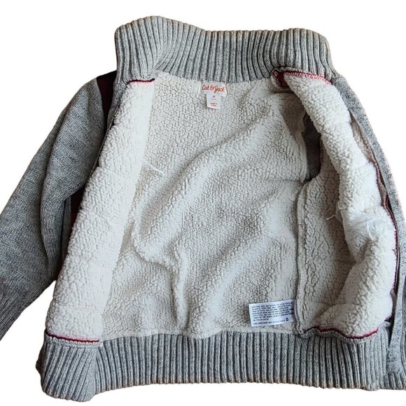 Carter's Black Red Buffalo Plaid Gray Full Zip Sweater Sherpa Lined Jacket - Picture 3 of 5